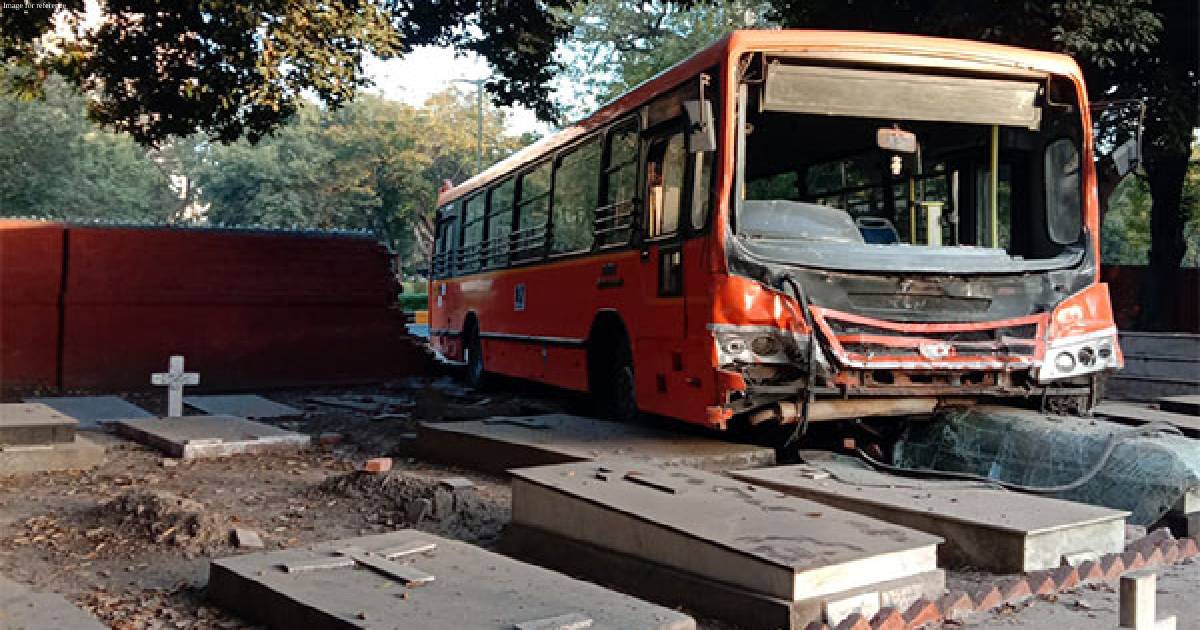 Delhi: DTC bus crashes into Christian cemetery, damages wall
